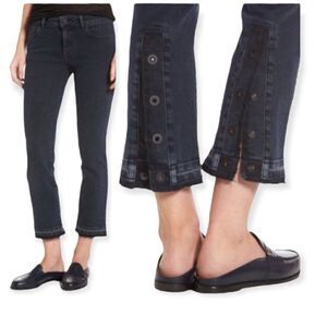 DL1961 Mara Instasculpt Mid Rise Straight Ankle Frayed Snap Jeans (A10)